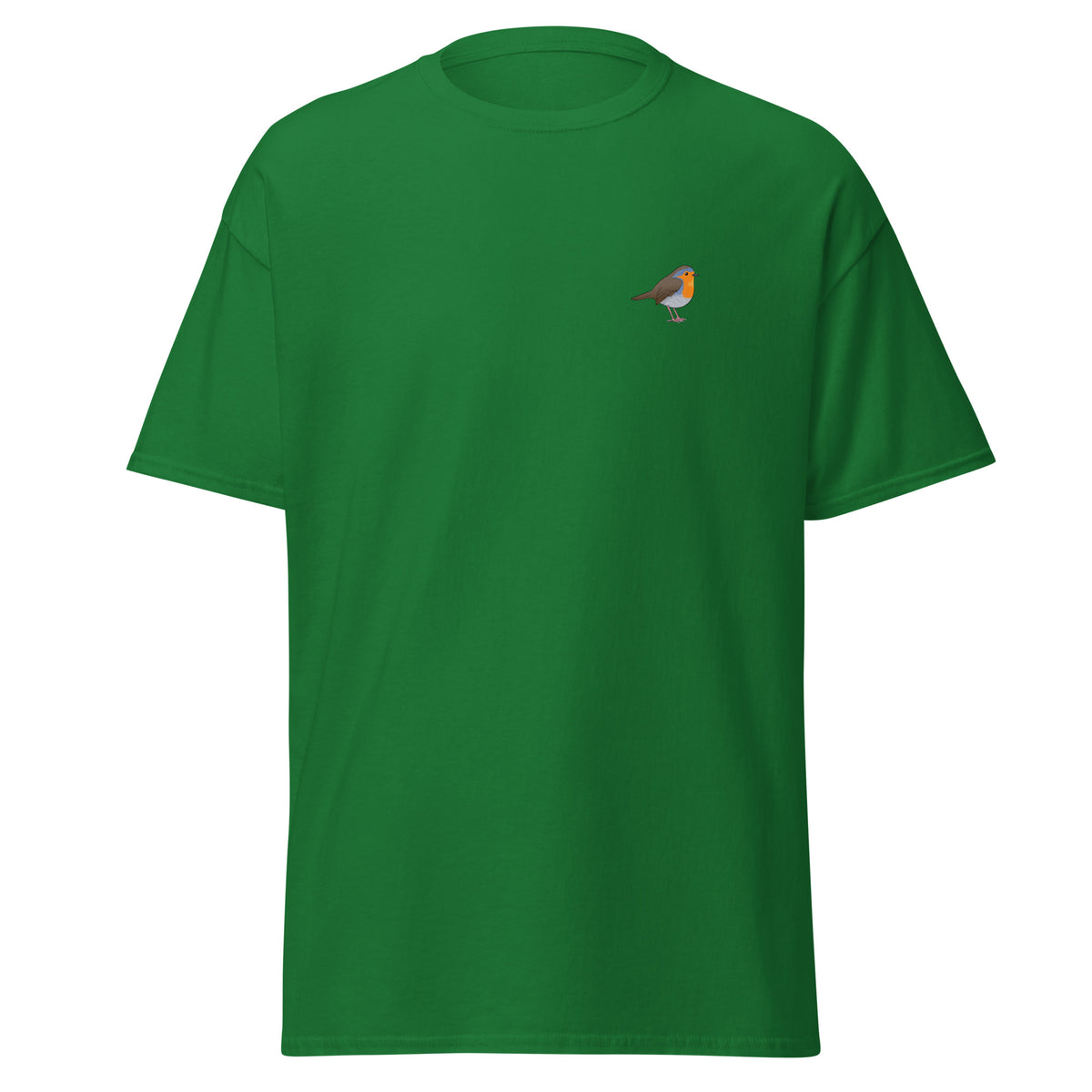 Robin unisex bird T-shirt in Turf Green