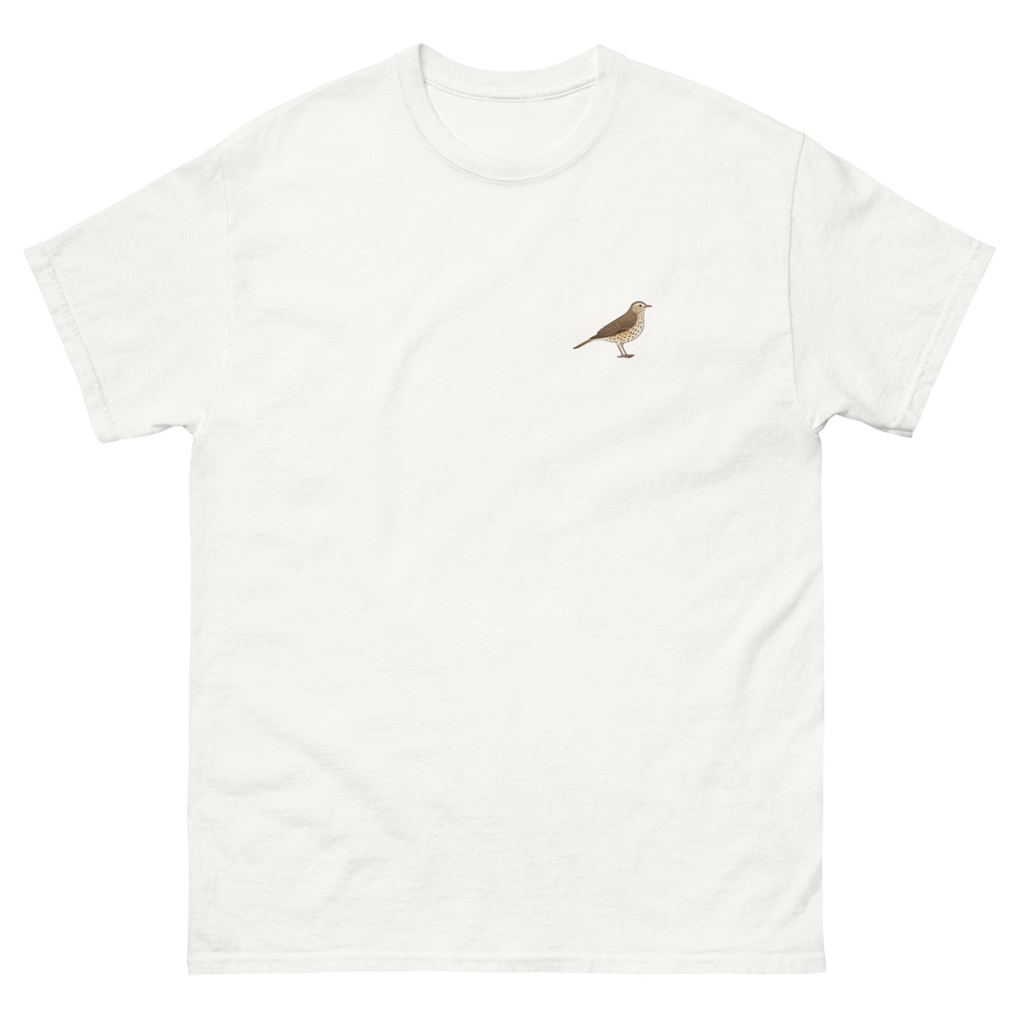 Song Thrush unisex bird T-shirt in White
