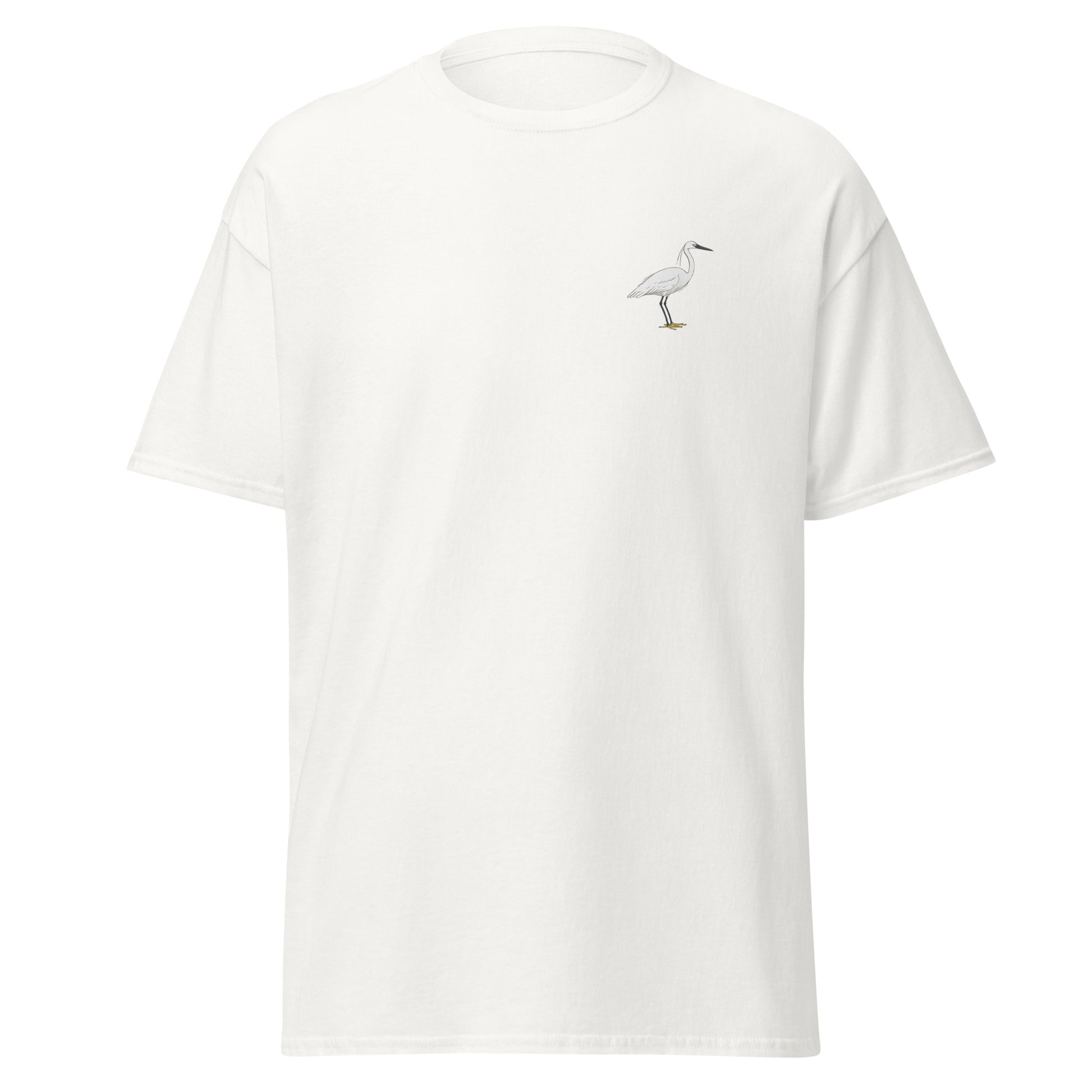 Little Egret unisex bird T-shirt in White