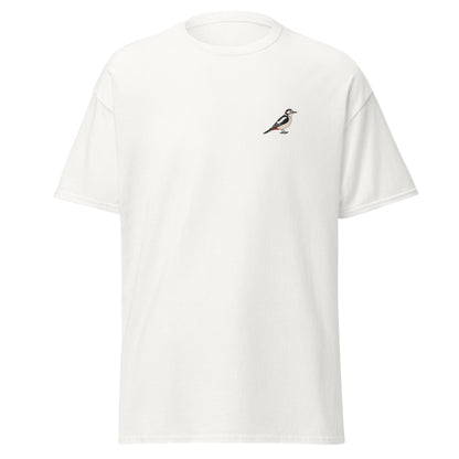 Great Spotted Woodpecker unisex bird T-shirt in White