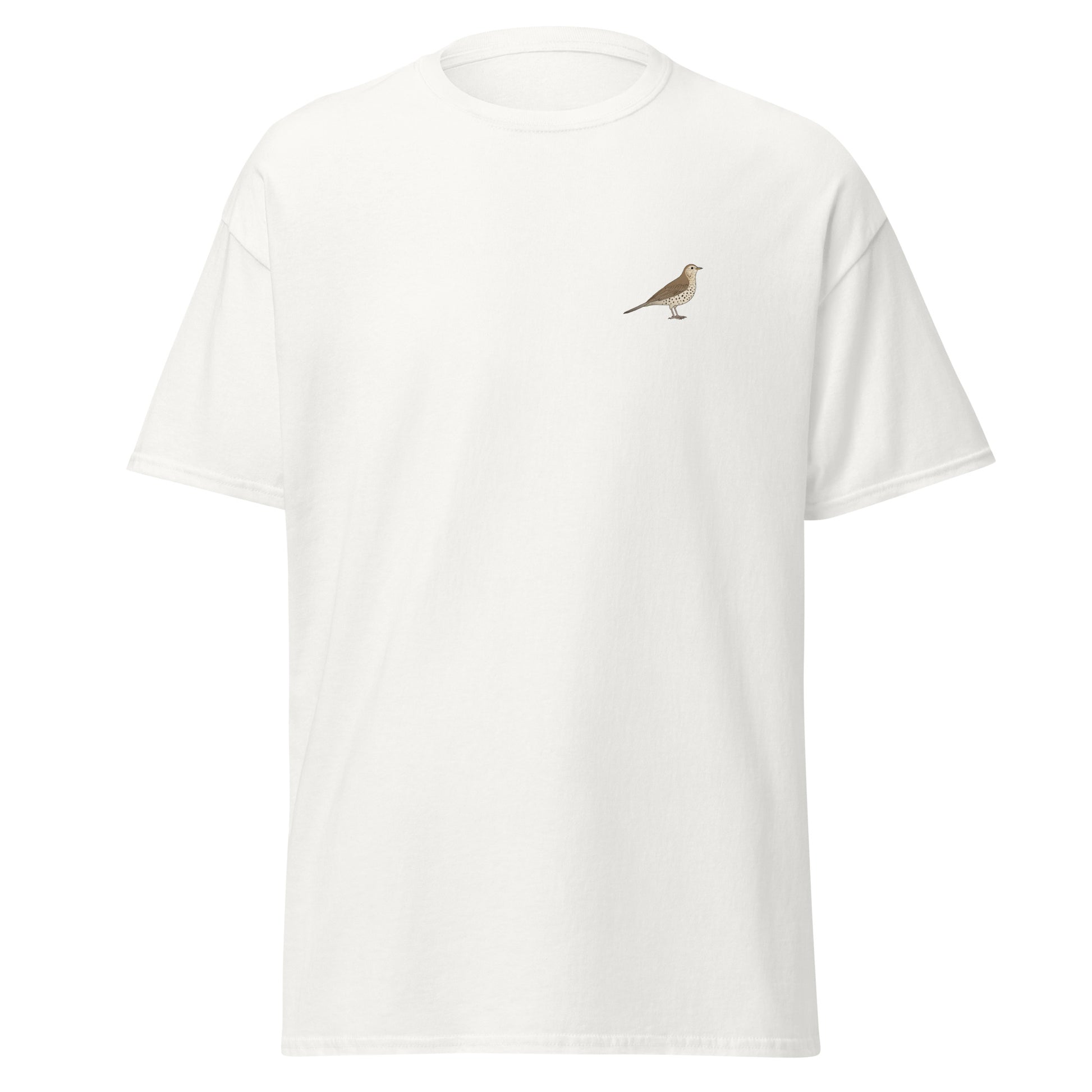 Mistle Thrush unisex bird T-shirt in White