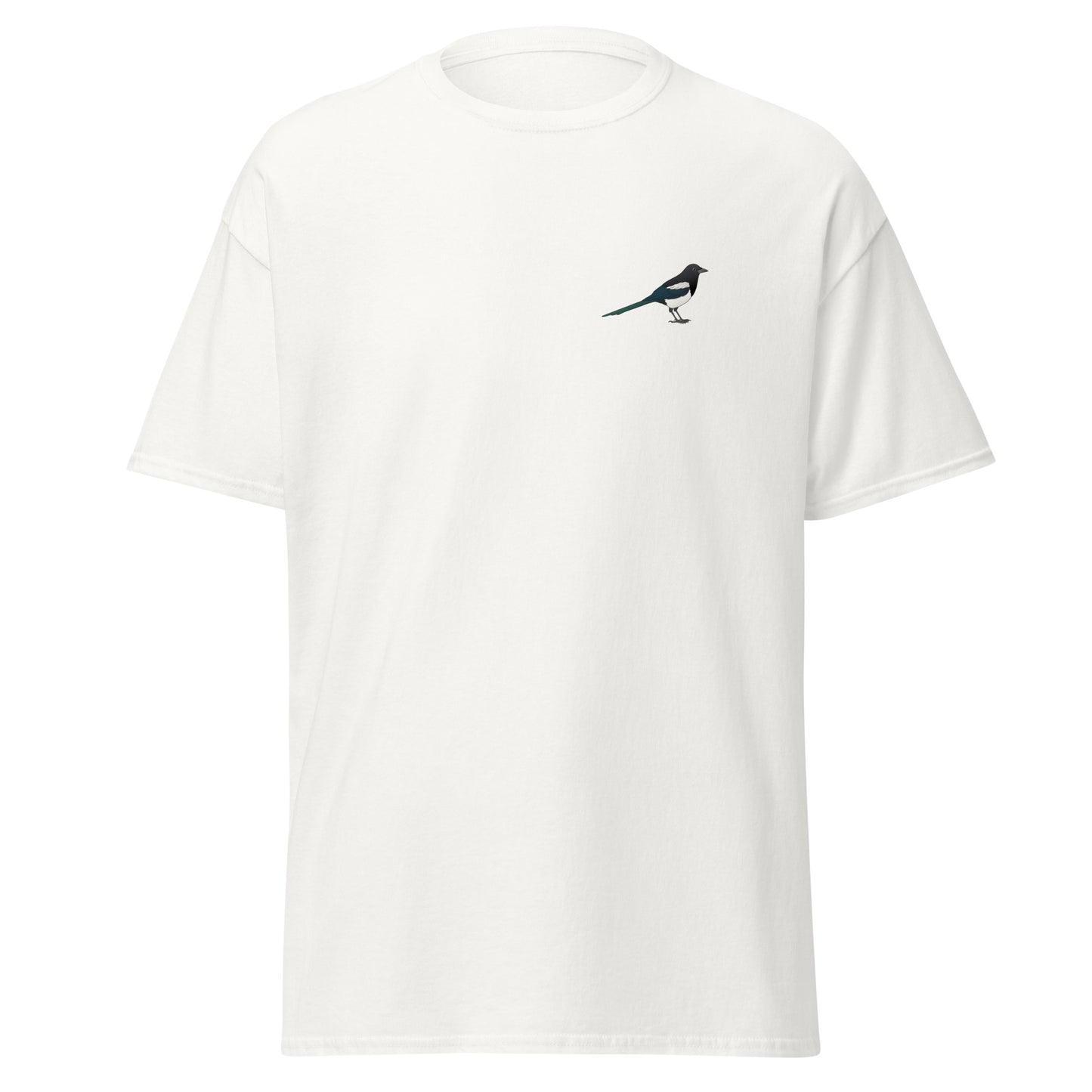 Magpie unisex bird T-shirt in White