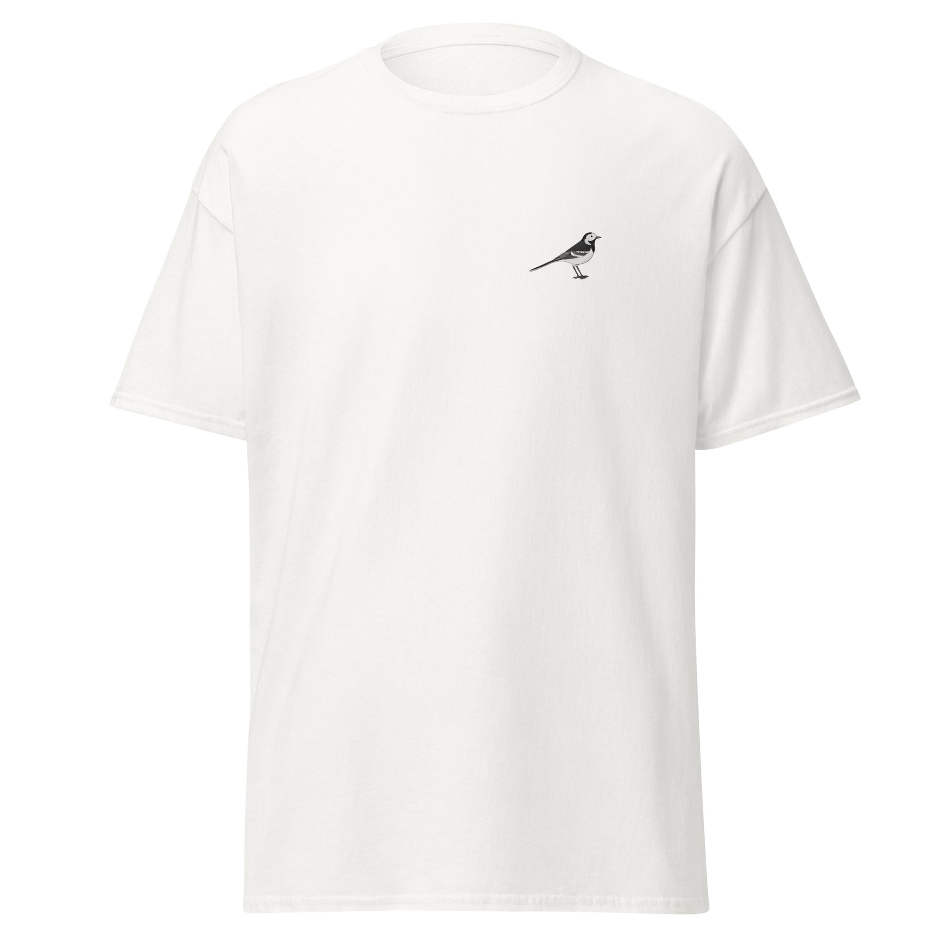 Pied Wagtail unisex bird T-shirt in White