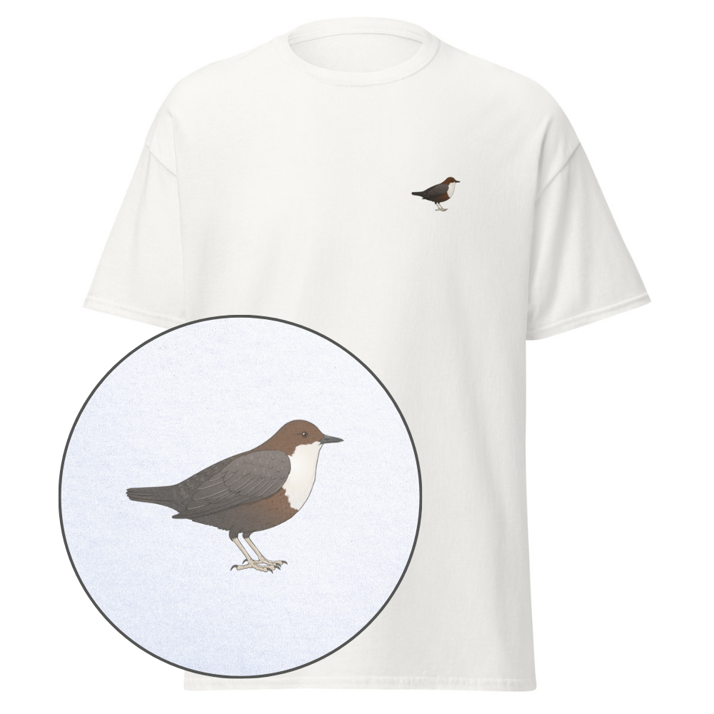 Birdex white default mockup - White-throated Dipper Unisex Tee