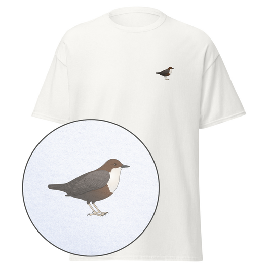 Birdex white default mockup - White-throated Dipper Unisex Tee